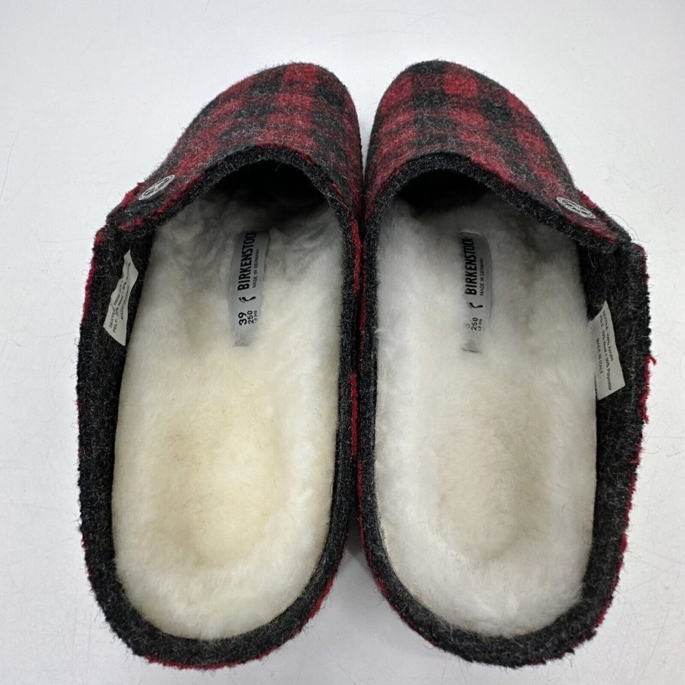 Birkenstock Zermatt Rivet Women’s 8 Wool Clogs Narrow Unisex Slippers Plaid Red - Picture 4 of 12